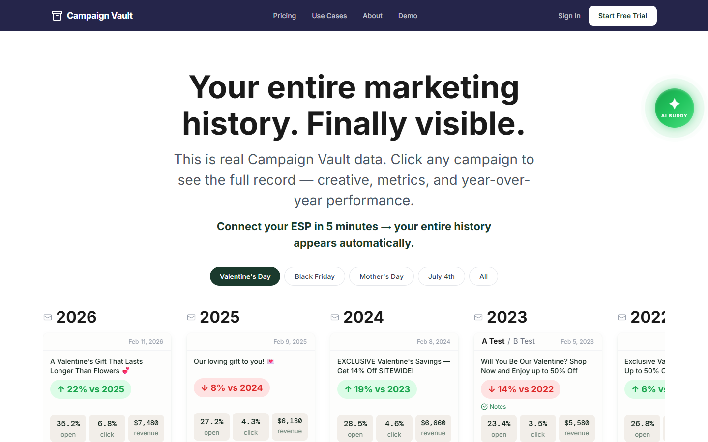 Campaign Vault homepage